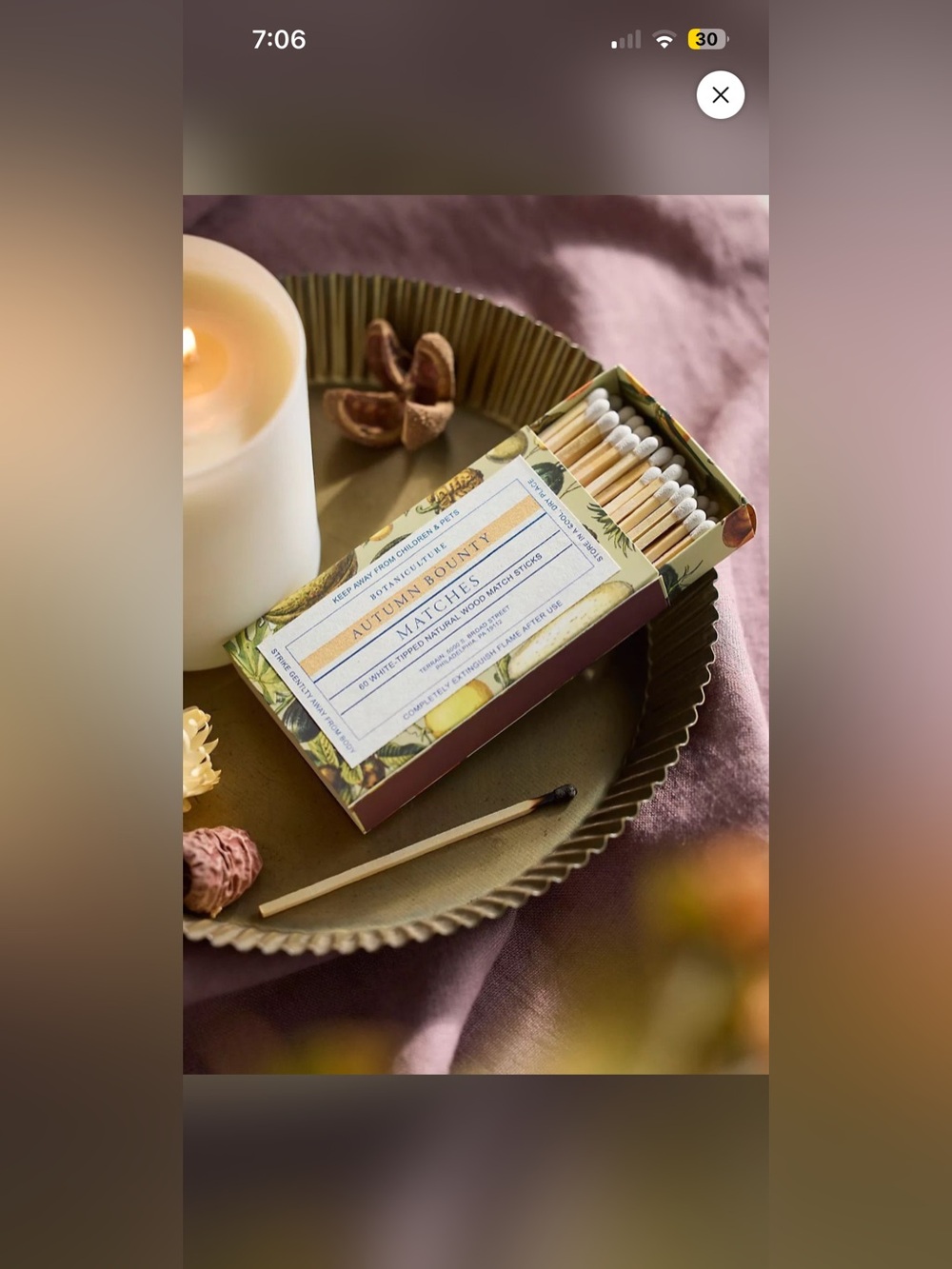 Anthropologie Botaniculture Autumn Bounty Matches